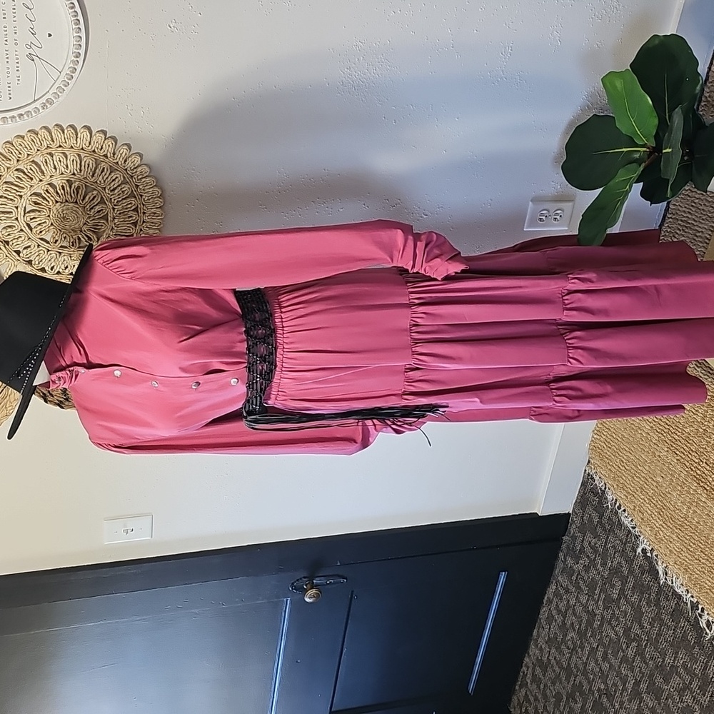 Vintage Cheyenne Outfitters Dusty Pink Long Sleeve Shirt Skirt Women 14 Western